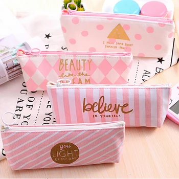 

Women Travel Toiletry Cosmetic Bag Pencil Make Up Makeup Case Storage Pouch Purse Organizer Dot Striped Printing Students Bags