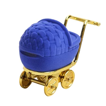 

Cute Stroller Shape Earrings Ring Velvet Display Box Jewelry Necklace Case