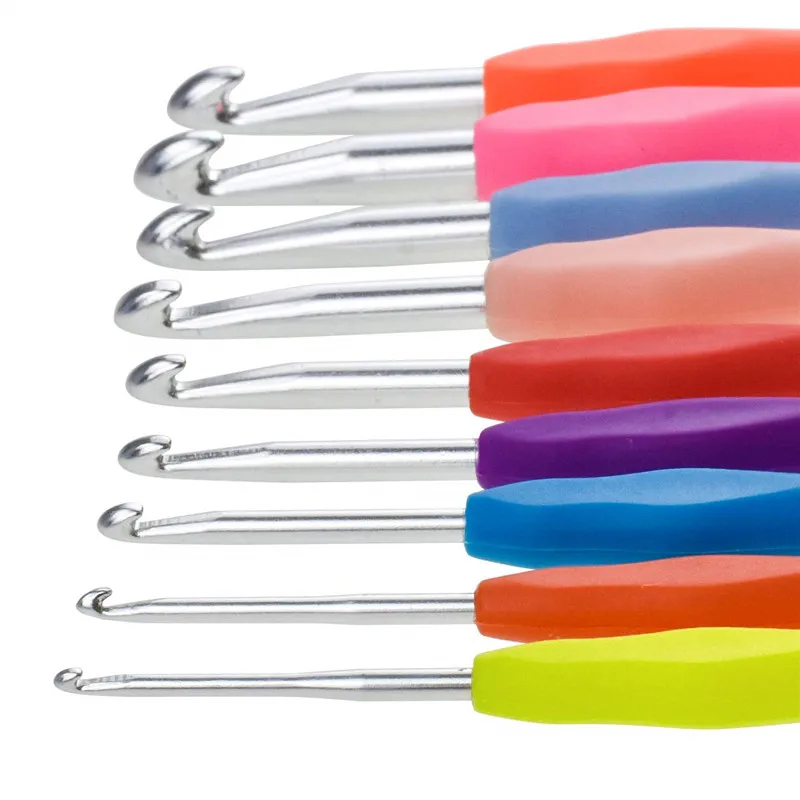 KOKNIT Extra Long Large Crochet Hooks Set 9pcs 2mm(B)-10mm(N)  Ergonomic Rubber Knitting Hooks Needle Set for Arthritic Hands  (7)