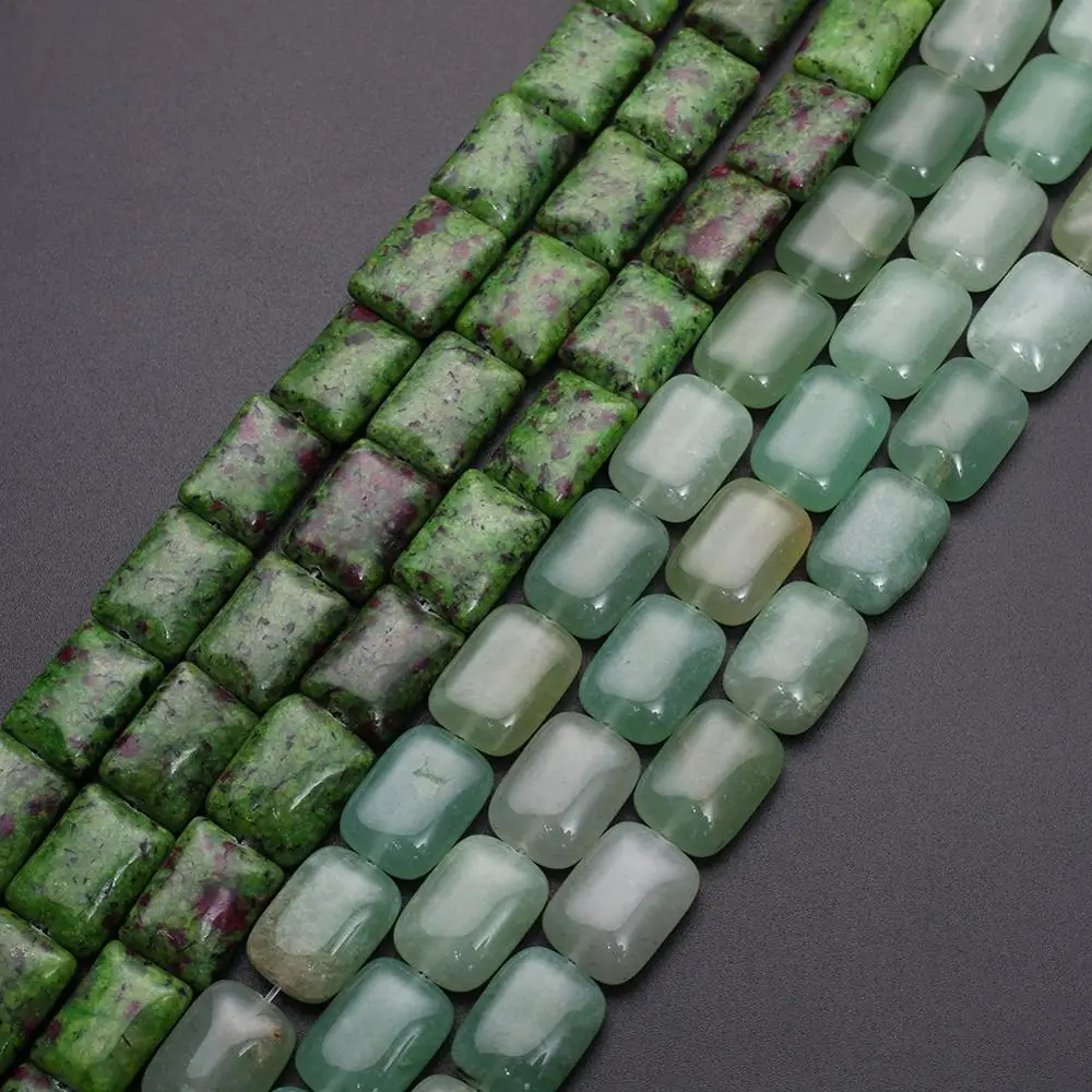 40pcs Natural Stone Green Aventurine Onyx 13*18mm Flat Loose Beads Charms Pendants for Necklace Making DIY Bracelet Earring Free | Украшения