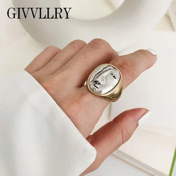 

Vintage Abstract Portrait Finger Ring Personality Punk Geometric Knuckle Rings for Women Girls Party Statement Jewelry Gifts