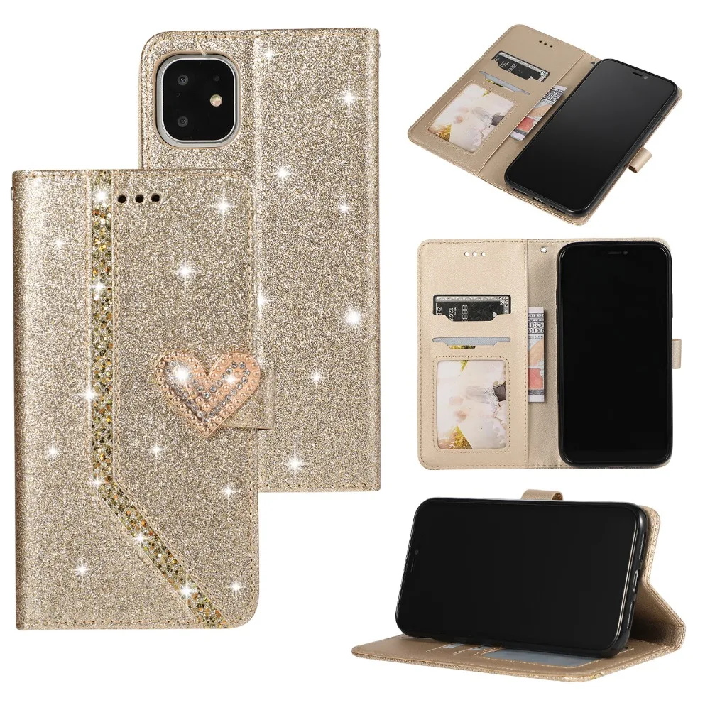 iphone 13 mini flip case Glitter Leather Flip Phone Case For iPhone 11 12 Pro Max Mini XS Max XR X 8 7 6s Plus SE 2020 Cover Wallet Card Slots Stand Case iphone 13 mini leather case