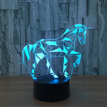 

3D Horse Lamp USB Cable Baby Sleeping Light Office LED Visual Night Light Living Room Home Decor Lamp with Remote Control