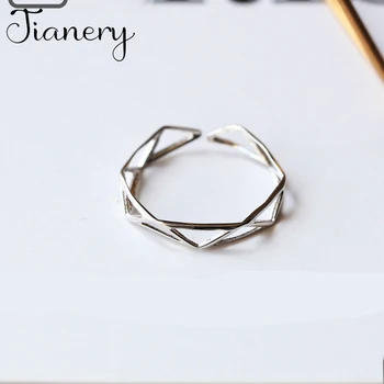 

JIANERY Luxury Boho 925 Sterling Silver Hexagon Rings For Women Wedding Punk Vintage Rings Girls Jewelry Anillos Mujer