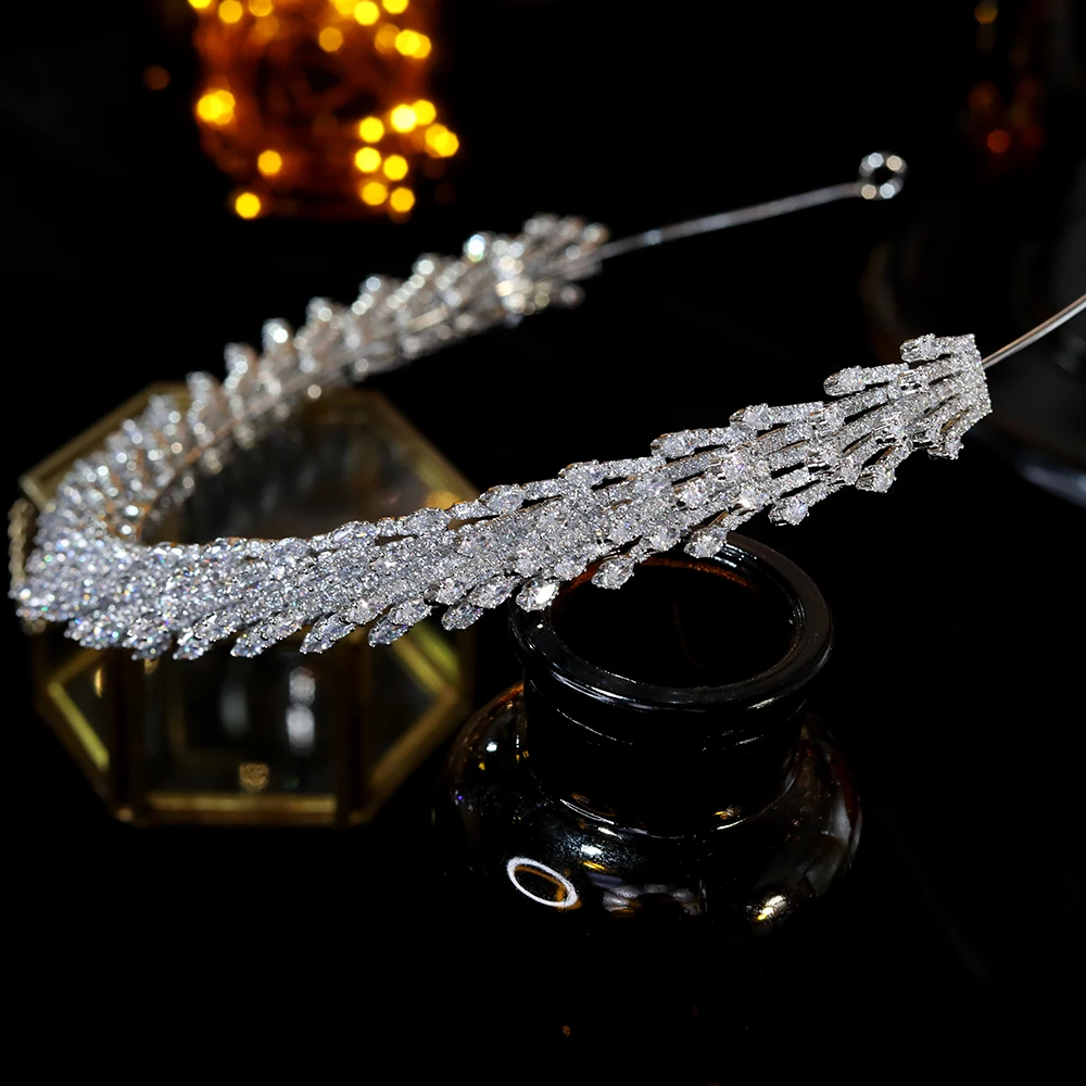 Fashion Bridal Hair Accessories Hair Band Crystal CZ three-Dimensional Headband Wedding Hair Accessories Bridal Crown A00859