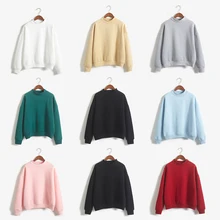 Зимняя женская одноцветная толстовка с капюшоном круглый воротник Повседневная Толстовка 9 цветов Женская Блузка Размер s-xxl
