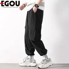 

2020 summer cargo pants men ankle banded pants loose trousers Black PLAS size 4XL 5XL drawstring harness Elastic Waist trousers