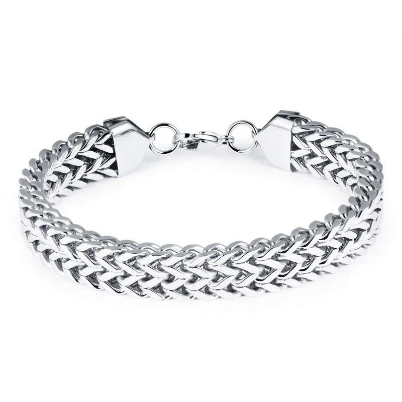 

Double Rope Chain Men Silver/Gold Color Biker Pulseira Punk Hip Hop Jewelry