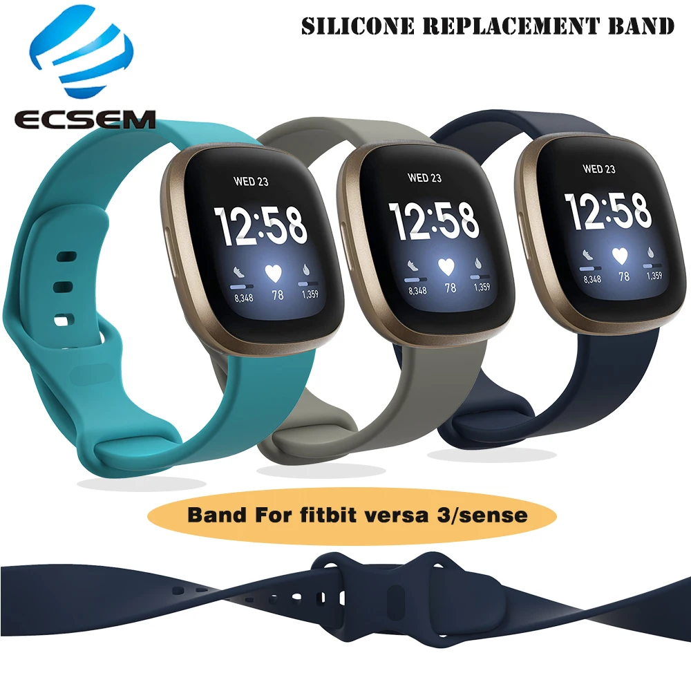 Силиконовый Браслет для Fitbit versa 3/sense умный наручного ремешка versa3 резиновая петля