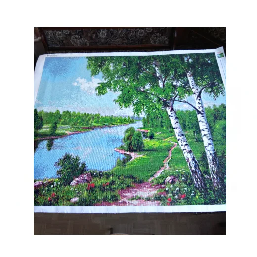 Evershine 5D DIY Diamond Mosaic Landscape Diamond Painting Birch Trees Full Set Embroidery River Pictures Of Rhinestone