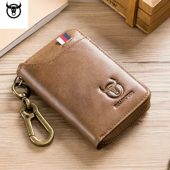 

4 Colors Brand Multifunction Bag Women & Men 100% Genuine Cow Leather Key Holder Double Zipper Key Card Wallet Car Key Case