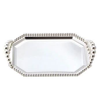 

Metal Silver Plated Tray, Dessert Tray, Cake Plate, Home Decoration for Wedding Party, Plate for Snacks and Fruit