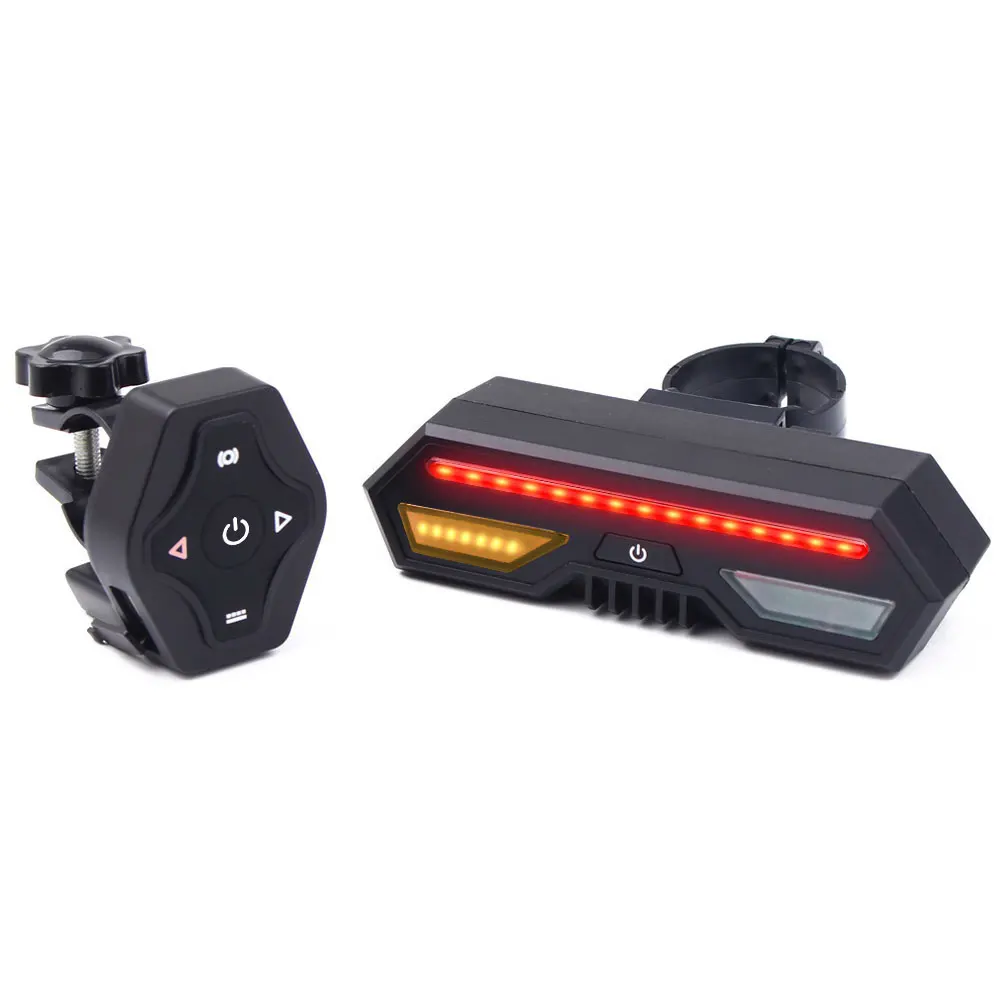 Bike Tail Light with Turn Signals Wireless Remote Control Bicycle Tail Light Safety Brake Lights and Warning Light 2200mAh USB