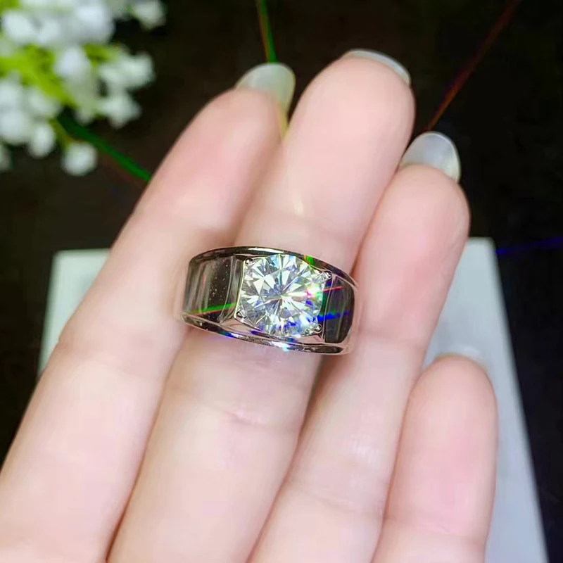 BOEYCJR 925 серебро 0.5ct/1ct/2ct/3ct F цвет Moissanite VVS обручальное свадебное кольцо с бриллиантом для мужчин с национальным сертификатом