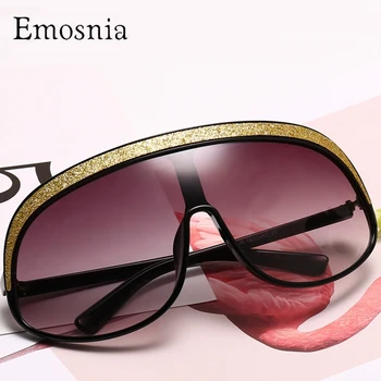 

Fashion Gold Rimmed One Piece Sunglasses Personalized Sequined Vintage Sun Glasses Woman Men Classic Unisex Trendy Eyewear UV400