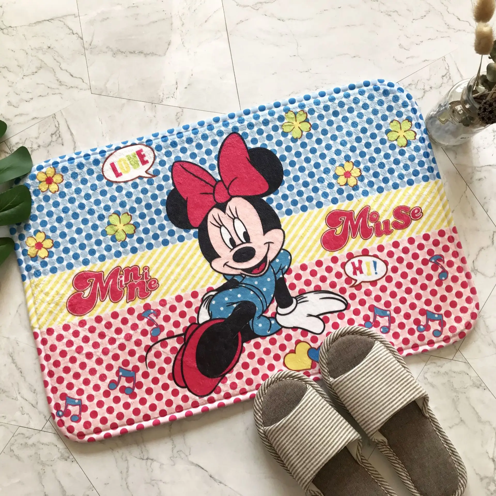 Фланелевый коврик для ванной туалета дверной с Микки и Минни Маусом ковры кухни