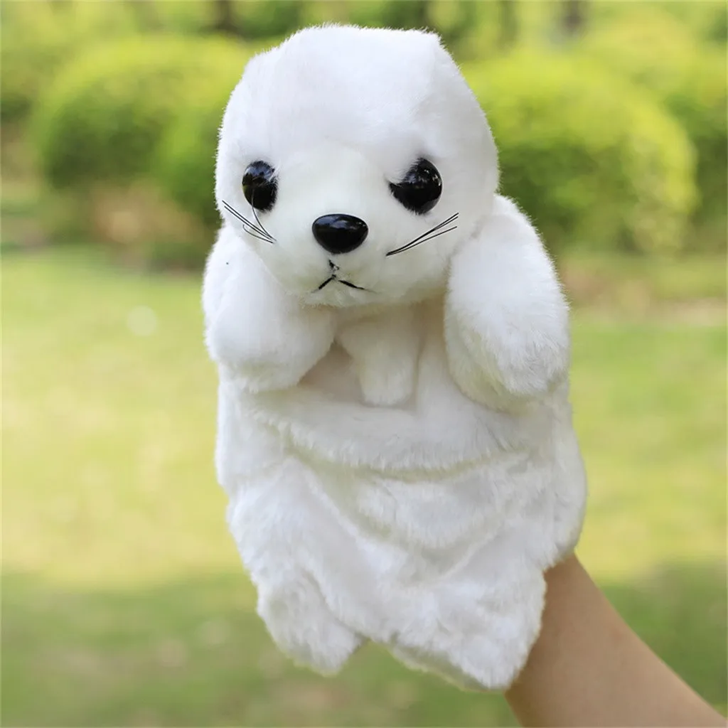 Cute Cartoon Animal Doll Kids Glove Hand Puppet Sea Lions Plush Finger Toys Parent-child Interactive Game #B