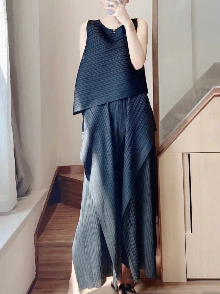 Women's wide-leg pants for early autumn 2021 Miyak fold Loose and versatile high-quality nine-point straight-leg pants