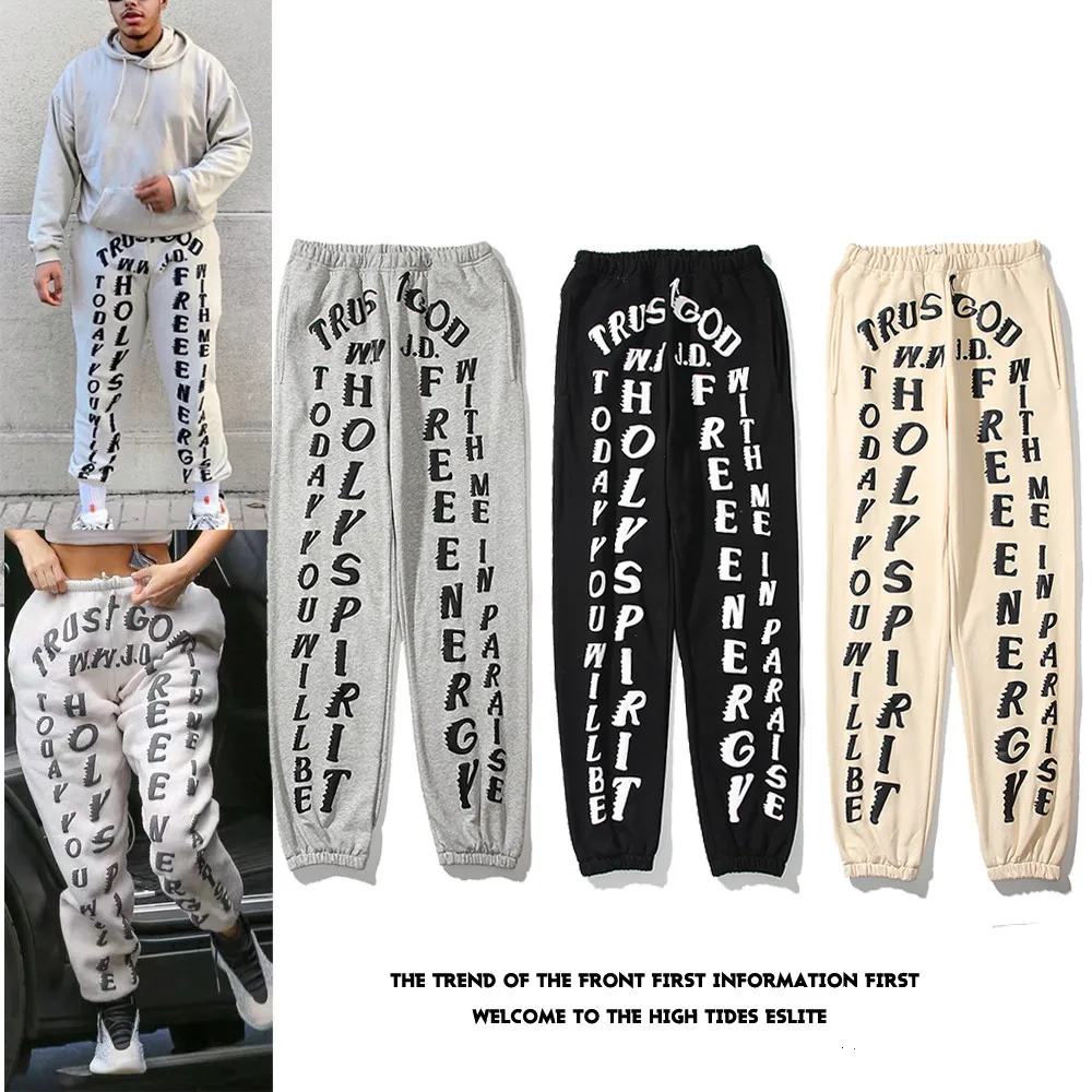 

Kanye Same Style Tide Brand Men Sunday Letter Foaming Printed Guard Pants Hip Hop Pants Skateboard Loose Man Sports Casual Pants