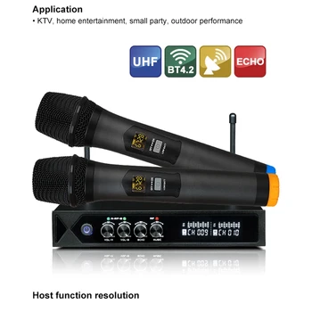 

Wireless Microphone System Karaoke Dual Handheld Microphone for Computer Speaker Studio Party Microphone(US Plug)