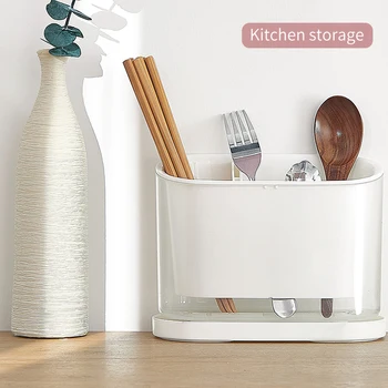 

Storage Shelf Draining Rack Kitchen Utensil Freestanding Compartment Easy Clean Chopsticks Spoons Silverware Tableware Organizer