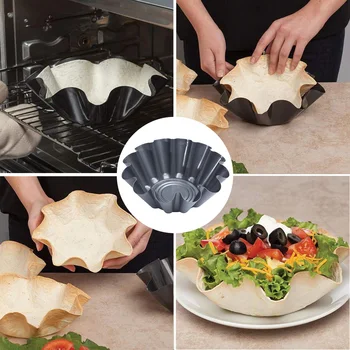 

2/4 Pcs 5.23 inch Non Stick Taco Tortilla Pan Bowl Salad Shell Mold Home Baking Shell Bowl Kitchen DIY Mexican Bread Mold