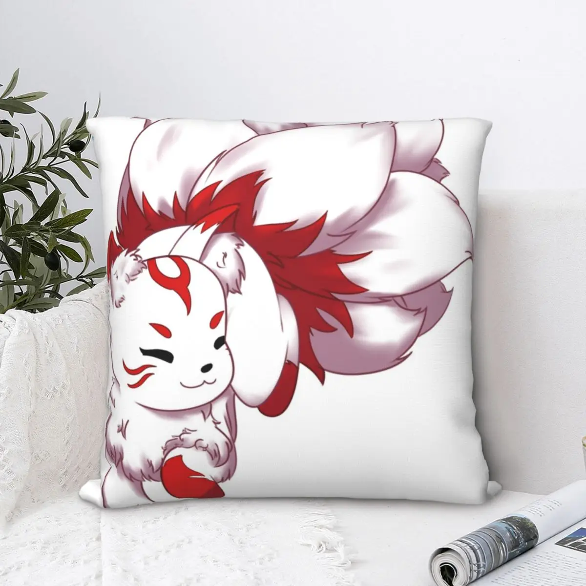 

Квадратная наволочка Kitsune, Наволочка на подушку, забавная Домашняя Декоративная Наволочка на молнии из полиэстера для дивана в скандинавск...