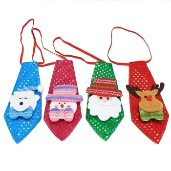

1pcs Christmas Tie Sequins Santa Claus Snowman Reindeer Bear Christmas Decoration For Home Xmas Party Decoration Ornament Supply