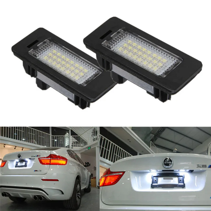 Una Coppia 24 Led 3528 Smd Led Luci Targa Lampadine 6000K Bianco Freddo Misura Per Bmw E82 E90 E92 E93 M3 E39 E60 E70 X5