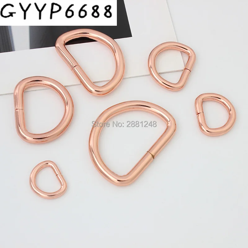 10-30pcs 13 16 20 25mm 32 38mm Rose gold bags' polished nickel metal accessory alloy Cast Solid non welded D ring DIY Bag Parts 50pcs 25mm 38mm 50mm5 0 line brush antique brass color non welded round rings alloy metal o ring for bags straps belts connect