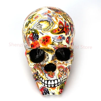 

Dropshipping New Creative Skull Resin Statues Color Flower Desk Decor Toy Birthday Gift Halloween Party Decoration