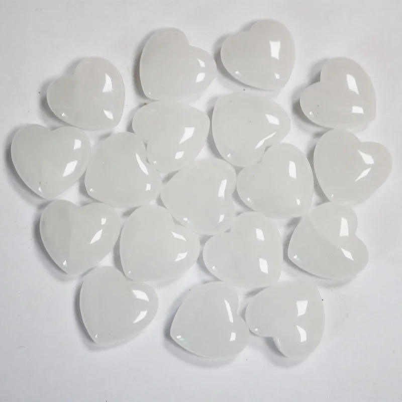 White Quartz Любовь Сердце камень ювелирные изделия без отверстия натуральный агат кристалл драгоценный камень DIY производство серьги ожерелье 30 шт 20 мм Подвески - Цвет: White Quartz