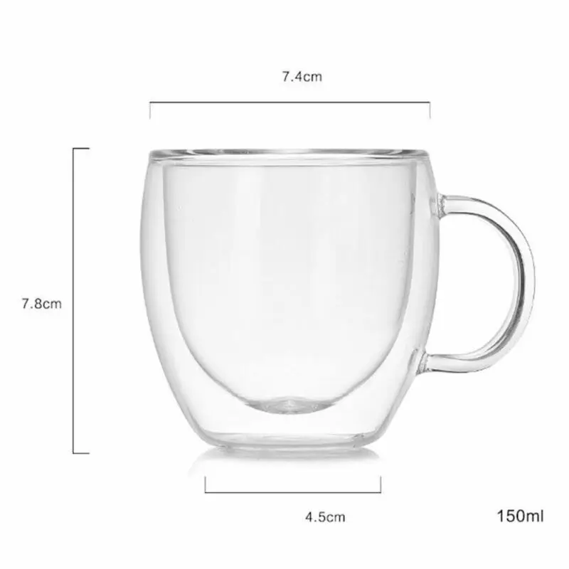 Горячая 150/250 мл Двойная Стенка Прозрачная стеклянная кружка чашка Изолированная домашняя офисная чайная чашка