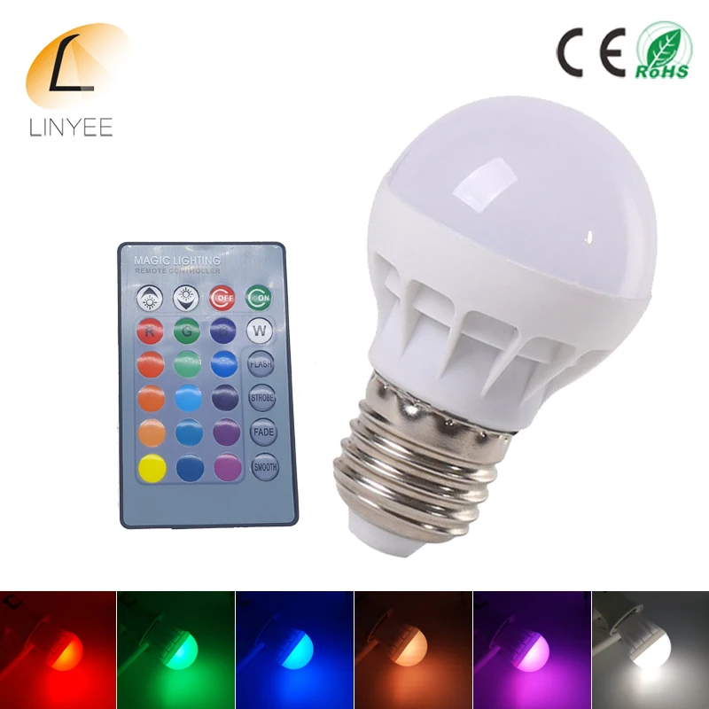 

E27 LED Bulb RGB Energy Saving 110V 220V 240V LED Spot Light 16 Color Change with IR Remote Control Stage Light Magic LED Lamp