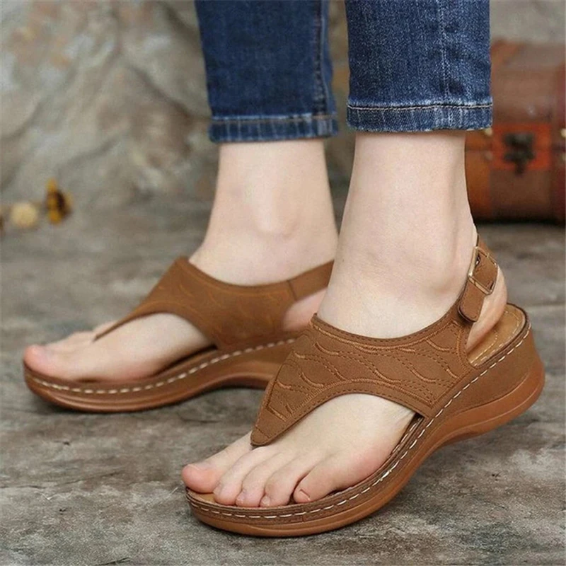 

Siddons Ethnic Style Wedges Shoes For Women Platform Sandals Open Toe Buckle Strap Ladies Summer Beach Shoes Woman Roman Sandals