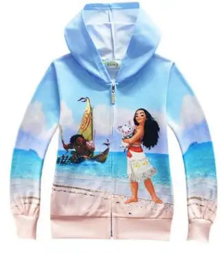 Детское пальто куртка с рисунком верхняя одежда костюм vaiana moana enfant детская футболка осенние толстовки с капюшоном на молнии для девочек свитер с моаной