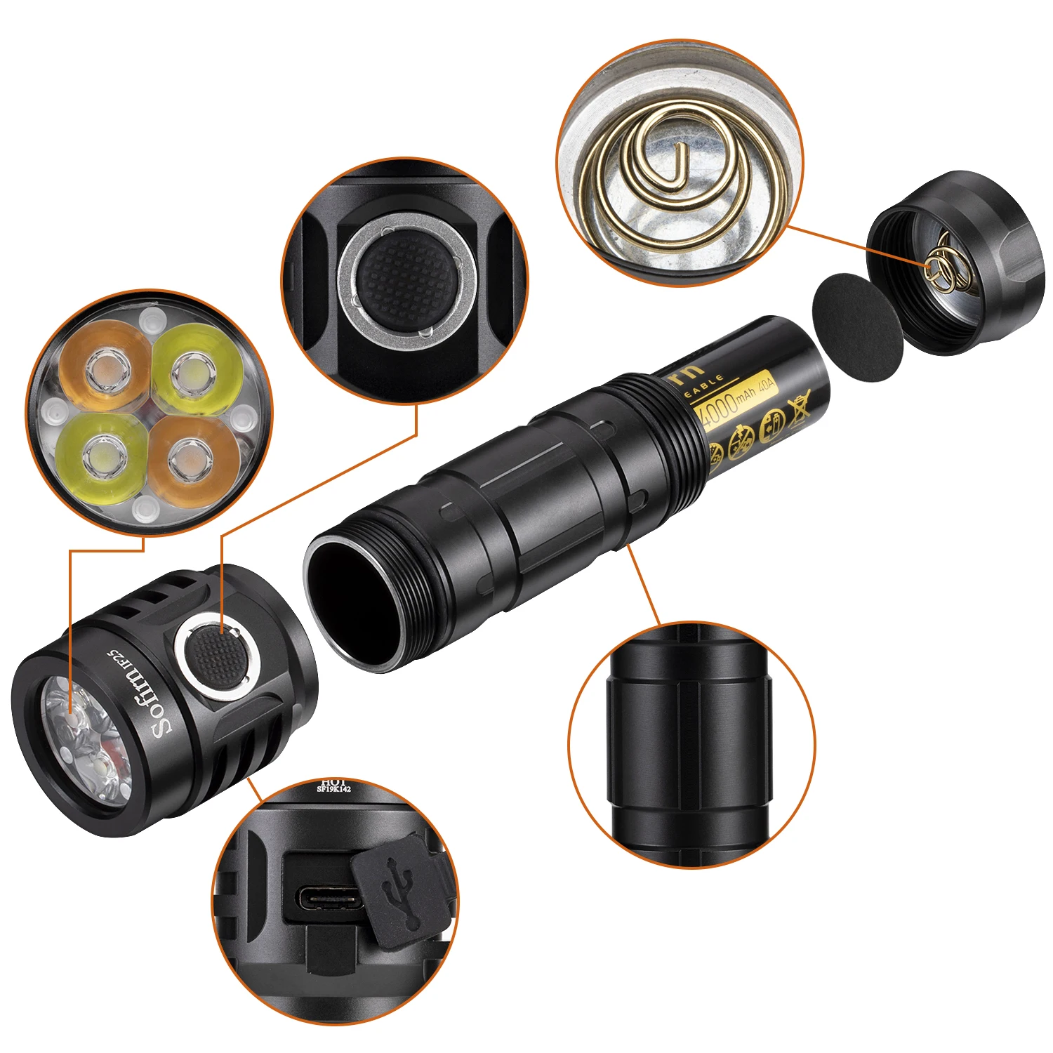  Sofirn IF25 Powerful Rechargeable LED flashlight 2500lm Variable Temperature Color Light from 2700K - 4000246528557