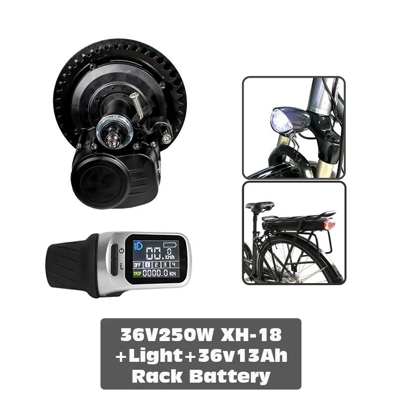 36V250W 36V13Ah TSDZ-2 Tongsheng 36V 48V 250W 350W 500W Torque sensor XH18 display Mid Drive Motor Ebike Conversion Kit with Rack Battery - Цвет: 36V250W 36V13Ah