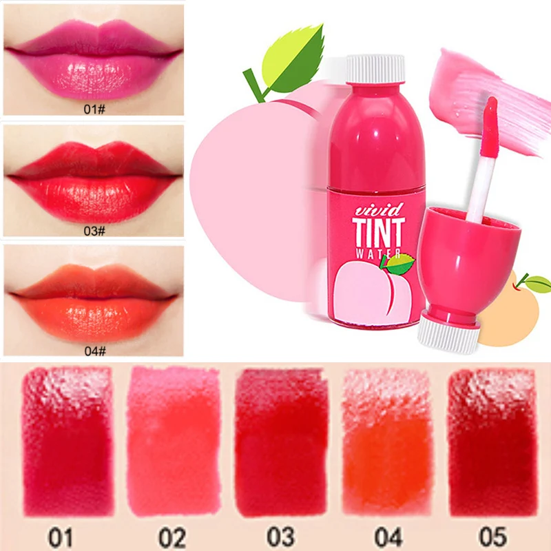 

NOVO Brand 5Colors Fruit Stained Lip Gloss Waterproof Long Lasting Non-Stick Cup Makeup Liquid Lipstick Sweet Fruit Red Lip Tint