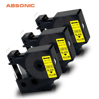 

Absonic 3PK 6mm 43618 Black on Yellow Label Tape for Dymo Tape D1 Compatible for Manager 160 280 260P 420P PnP 220P LabelMaker