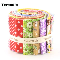 Teramila New Arrivals Colorful Design 6-8 PCS /Lot 9CMx50CM Sewing Material Cotton Jelly Rolls Strips Plain Fabric Patchwork