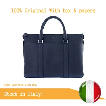 

Montblanc Borsa Portadocumenti Piatta Meisterstück Soft Grain Blu