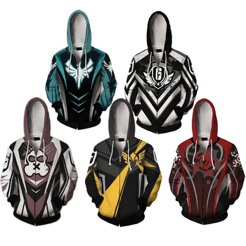 

Game Tom Clancy's Rainbow Six Siege Cosplay Hoodie Jacket Men Male Hoodies Coat Streetwear Costumes Mens Boy Zipper Tops