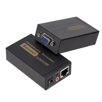 

100M 328ft VGA Video Audio Extender Over Single RJ45 CAT5e/6 1080P Extension adpater Lightning protection