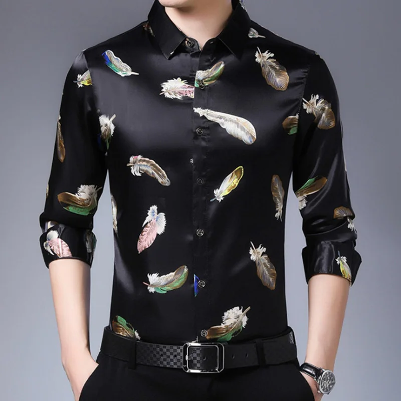 

Newest Design Men Shirt Long Sleeve Printed Casual Shirt Brand Formal Business Thin Shirt For Men Fashion Party Shirts