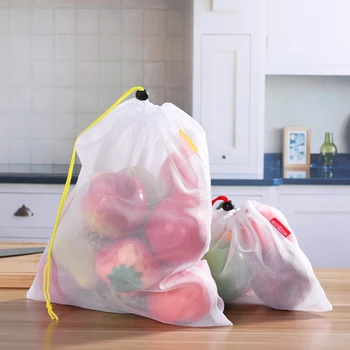 

BESTONZON 15Pcs Premium Cotton Mesh Produce Bags Reusable Washable Storage Drawstring Bag for Shopping, Grocery,Fruit Vegetable