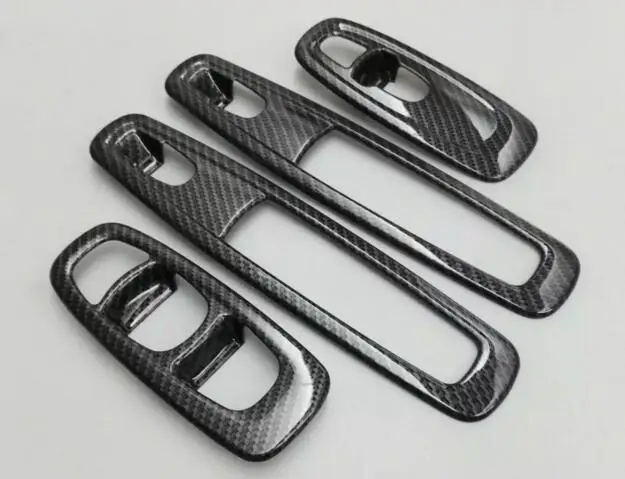 carbon fiber Для Renault Kadjar дверь автомобиля Окно Стекло внутренняя панель подлокотник лифт для кнопки переключателя рама литья 4 шт - Название цвета: carbon fiber