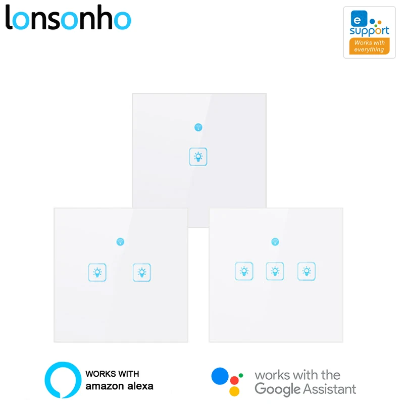 

Lonsonho RF433 eWeLink WiFi Smart Switch EU UK 220V Wall Light Switch With Neutral Wireless Control Compatible Alexa Google Home