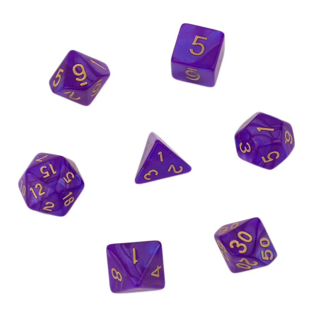 

2019 7pcs/Set Polyhedral Dice Lados For TRPG Board Game Dungeons And Dragons Acrylic D4-D20 Bright Color Dados De Doce
