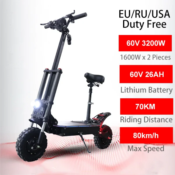 3200W 26A seat 80 км/ч Электрический скутер для взрослых 1" 3200 Вт двигатель samsung 35AH батарея складной Ховерборд Fat Tire электрический самокат e скутер - Цвет: 3200W 26A seat